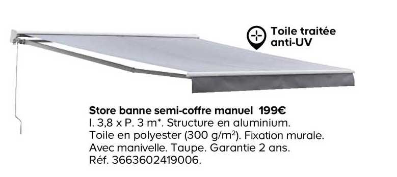 store banne semi coffre manuel
