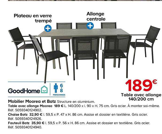 table avec allonge 140 200 cm mobilier moorea et batz goodhome