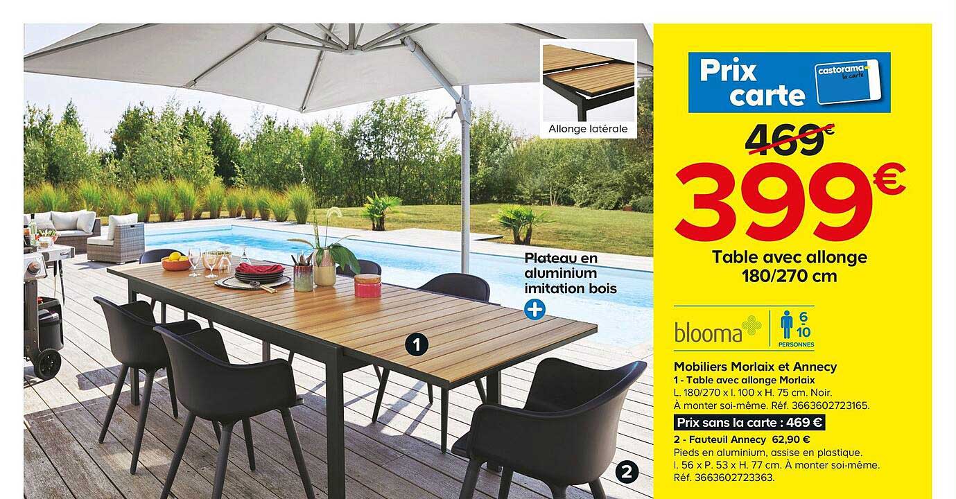 table avec allonge 180 270 cm mobiliers morlaix et annecy