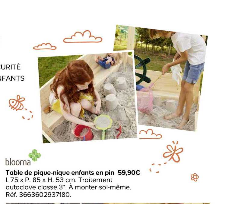 Table De Pique Nique Enfants En Pin Blooma