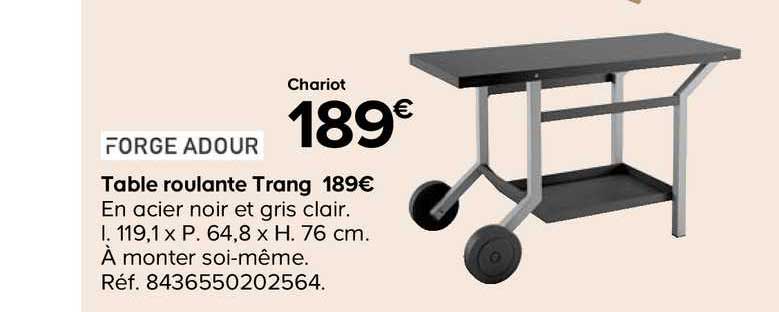 table roulante trang forge adour