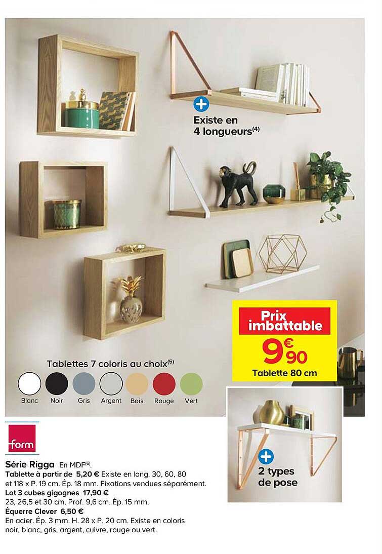 tablette 80 cm série rigga form