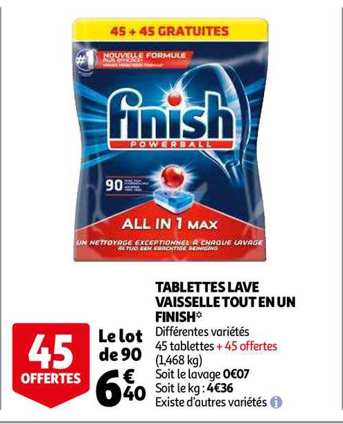 tablettes lave vaisselle tout en un finish