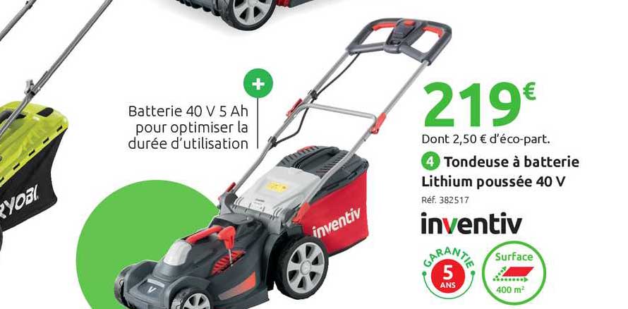 tondeuse à batterie lithium poussée inventiv