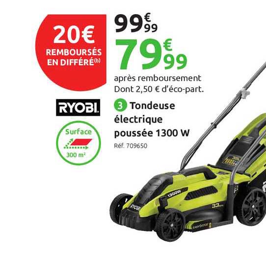 tondeuse électrique poussée 1300 w ryobi