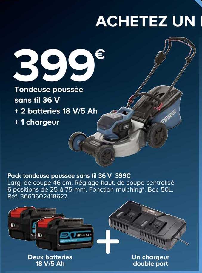 tondeuse poussée sans fil 36 v