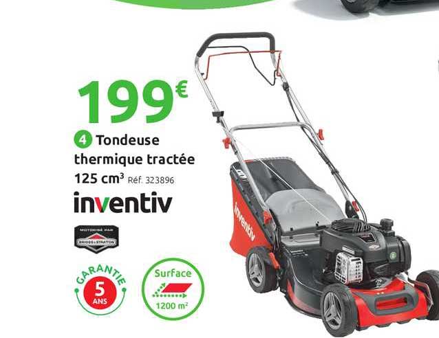 tondeuse thermique tractée 125 cm3 inventiv