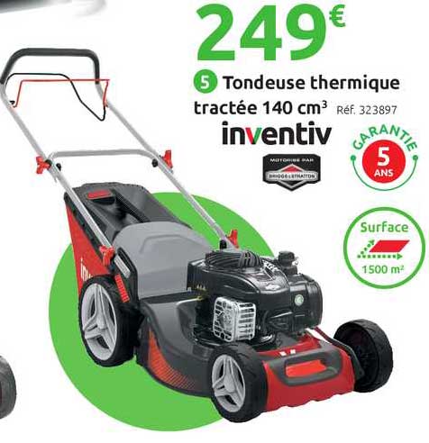 tondeuse thermique tractée 140 cm3 inventiv