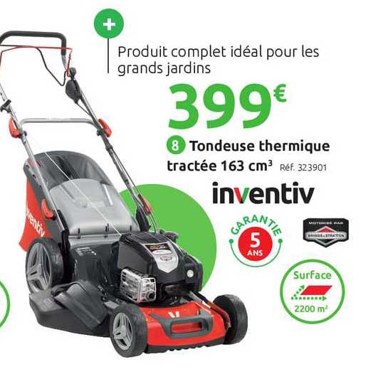 tondeuse thermique tractée 163 cm3 inventiv