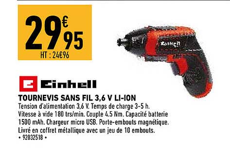 tournevis sans fil 3,6 v li-ion einhell