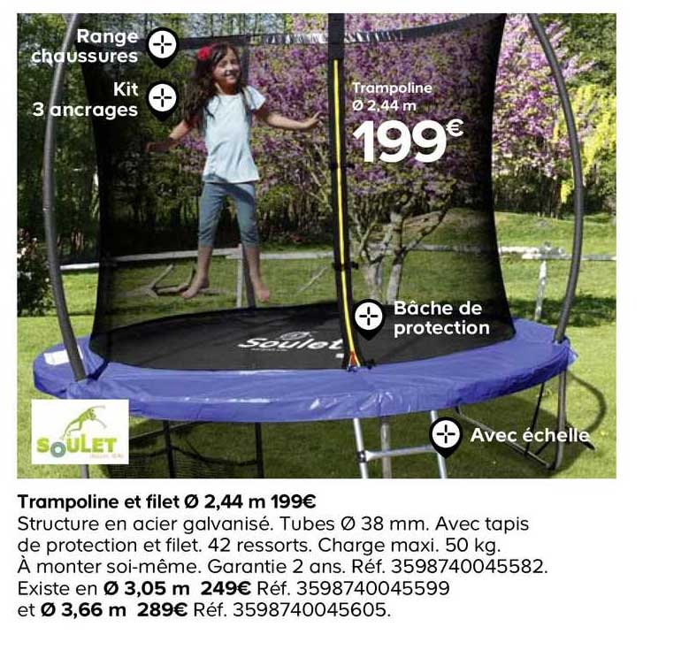 trampoline et filet soulet