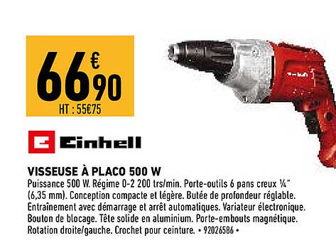 visseuse à placo 500 w einhell