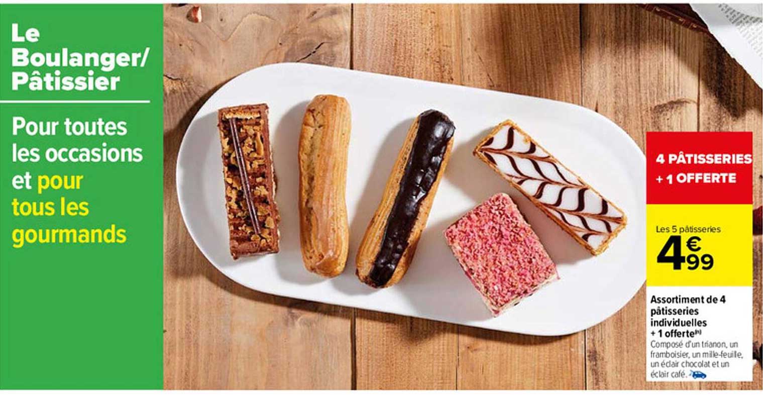 Assortiment De 4 Pâtisseries Individuelles + 1 Offerte