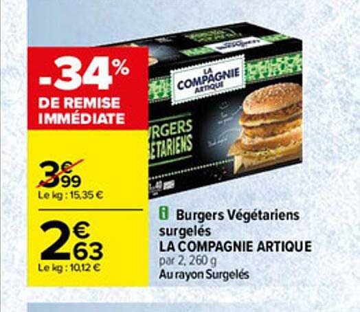 burgers végétariens surgelés la compagnie artique