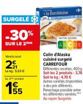 Colin D'alaska Cuisiné Surgelé Carrefour