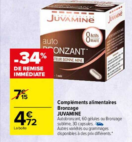 complément alimentaires bronzage juvamine