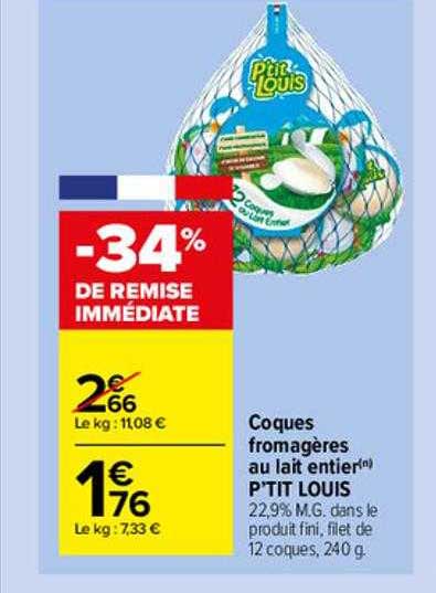 coques fromagères au lait entier p'tit louis