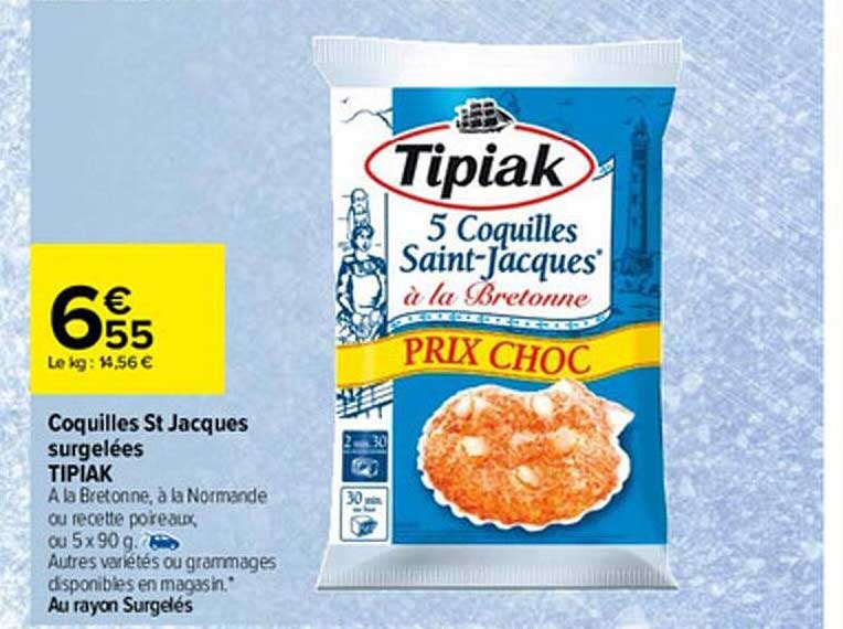 coquilles st jacques surgelées tipiak