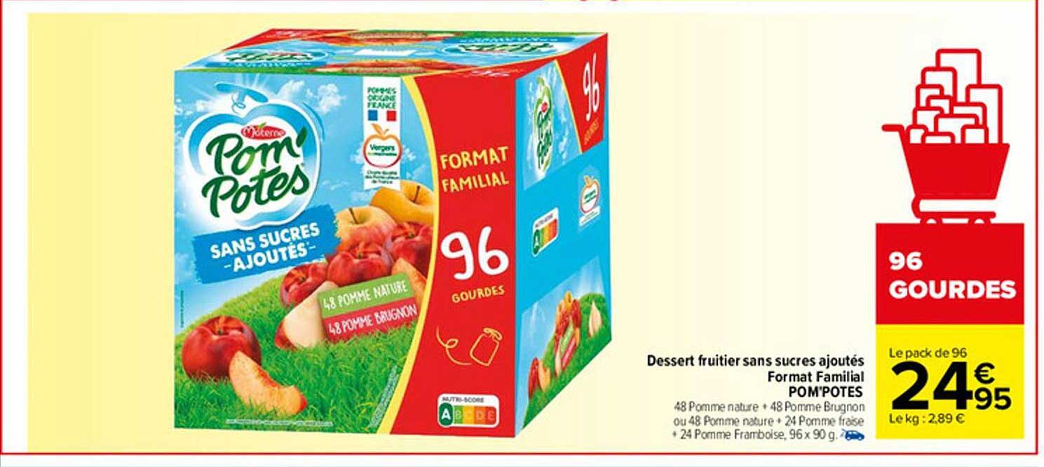 dessert fruitier sans sucres ajoutés format familial pom'potes