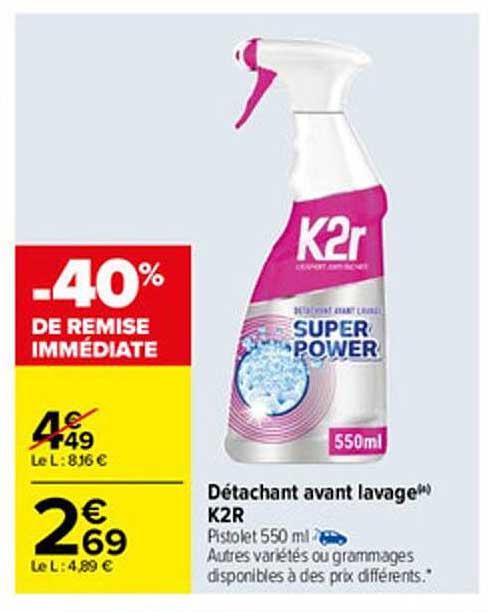 détachant avant lavage k2r