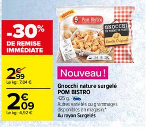 Gnocchi Nature Surgelé Pom Bistro