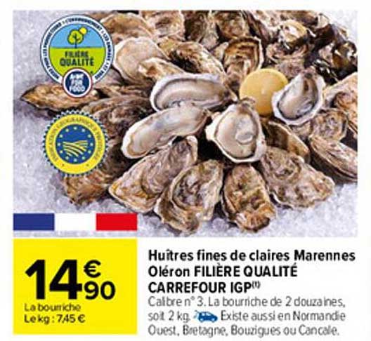huîtres fines de claires marennes oléron filière qualité carrefour igp