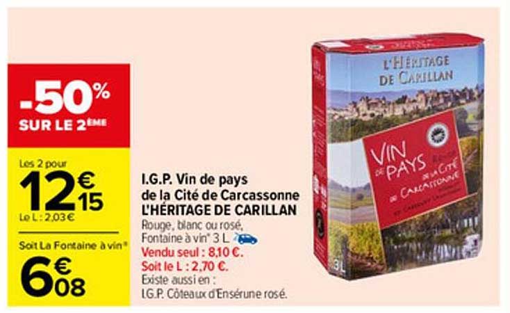 i.g.p. vin de pays de la cité de carcassonne l'héritage de carillan