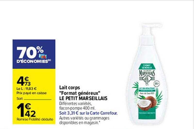 Lait Corps "format Généreux" Le Petit Marseillais