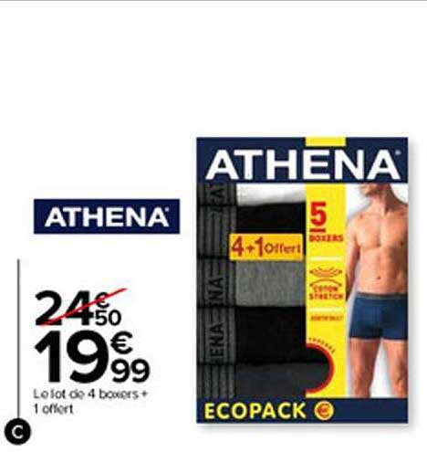Le Lot De 4 Boxers + 1 Offert Athena