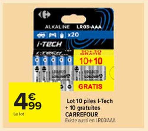 lot 10 piles i-tech + 10 gratuites carrefour