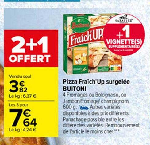 pizza fraîch'up surgelée buitoni