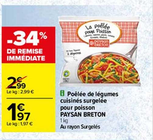 poêlée de légumes cuisinés surgelée pour poisson paysan breton