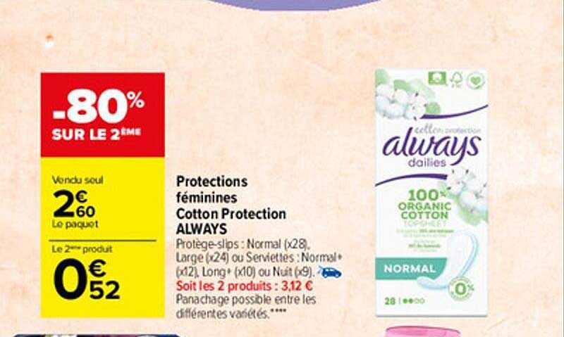 protections féminines cotton protection always