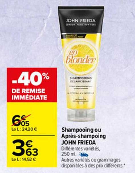 shampooing ou après-shampoing john frieda