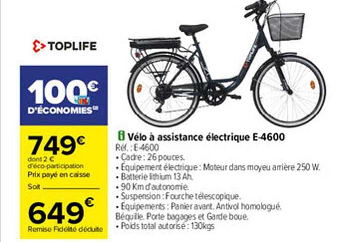 vélo à assistance électrique e-4600 toplife