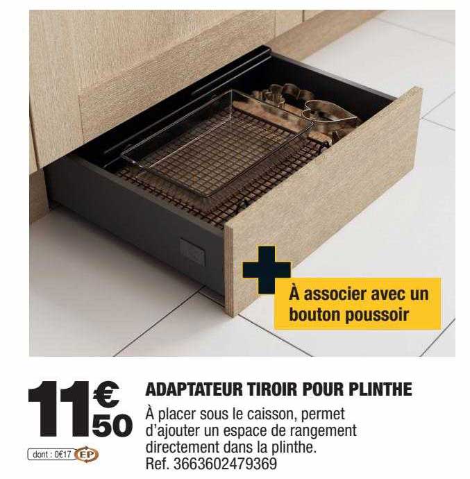 adaptateur tiroir pour plinthe