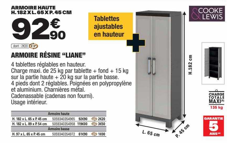 armoire résine "liane" cooke & lewis