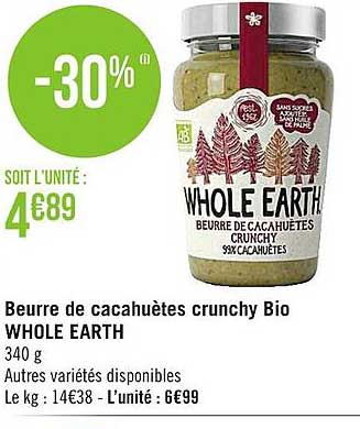 Beurre De Cacahuètes Crunchy Bio Whole Earth