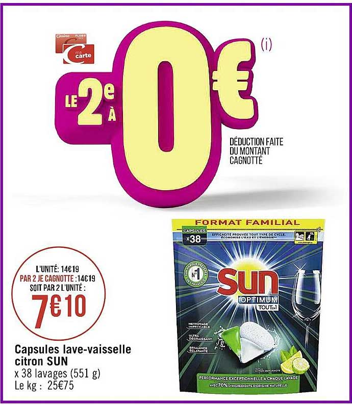 capsules lave-vaisselle citron sun