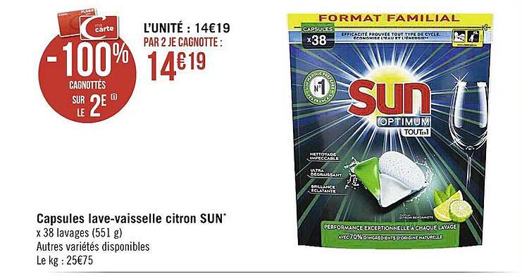 capsules lave-vaisselle citron sun