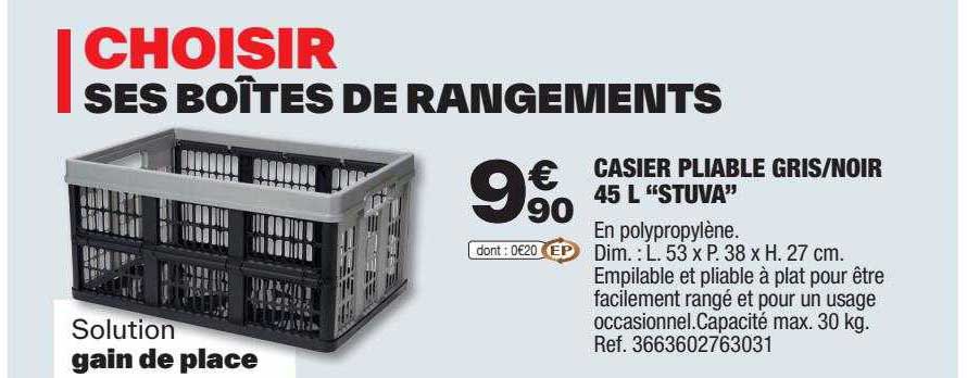 casier pliable gris-noir 45l "stuva"