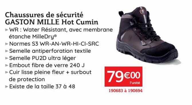 chaussures de sécurité gaston mille hot cumin