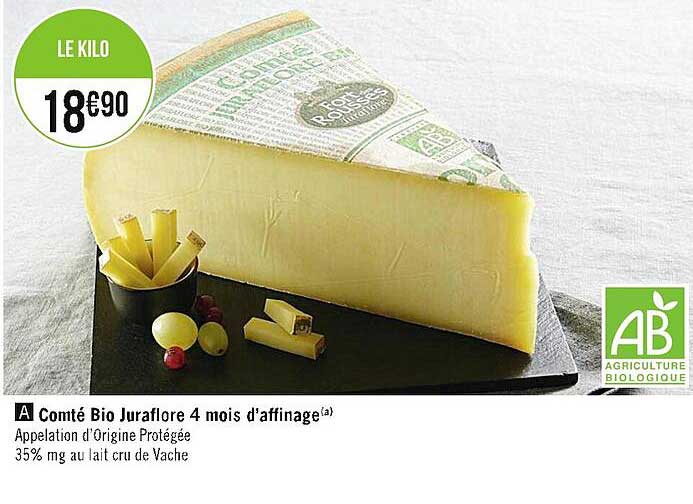 comté bio juraflore 4 mois d'affinage
