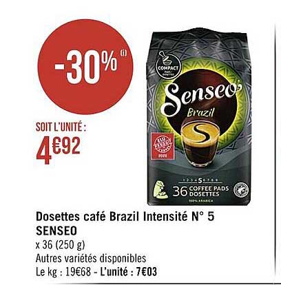 dosettes café brazil intensité n°5 senseo