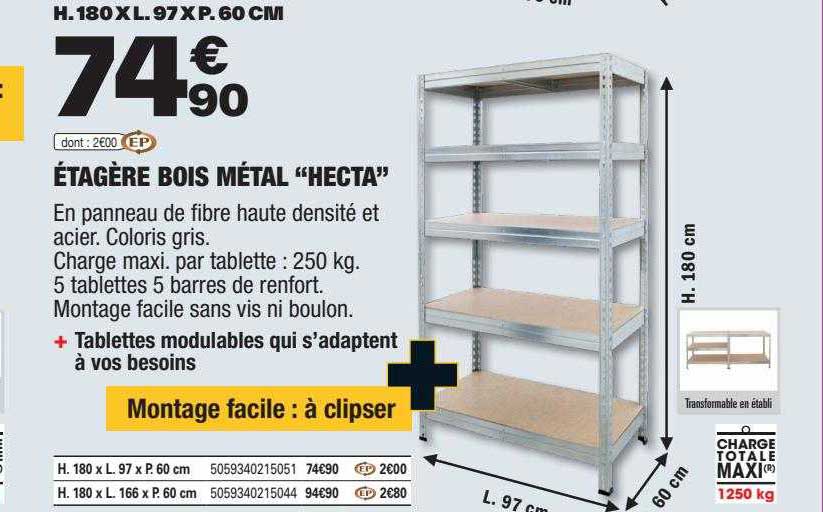 étagère Bois Métal "hecta"