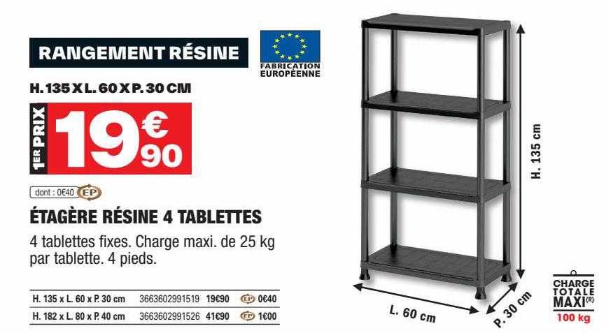 étagère Résine 4 Tablettes