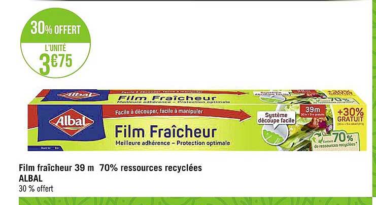 Film Fraîcheur 39 M 70% Ressources Recyclées Albal