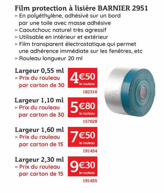 film protection à lisière barnier 2951