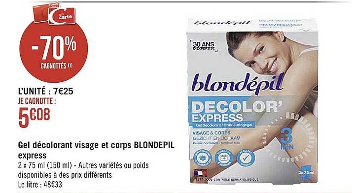 Gel Décolorant Visage Et Corps Blondepil Express