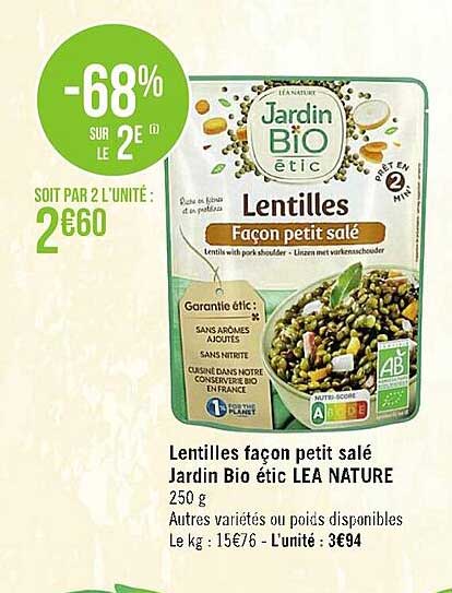 lentilles façon petit salé jardin bio étic léa nature